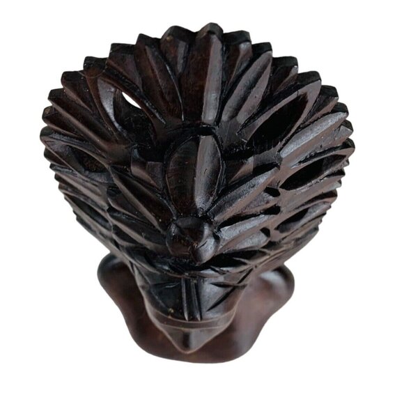 Wooden Carved Indigenous Woman Bust Sculpture Home Decor Native VTG Tribal - Picture 7 of 16